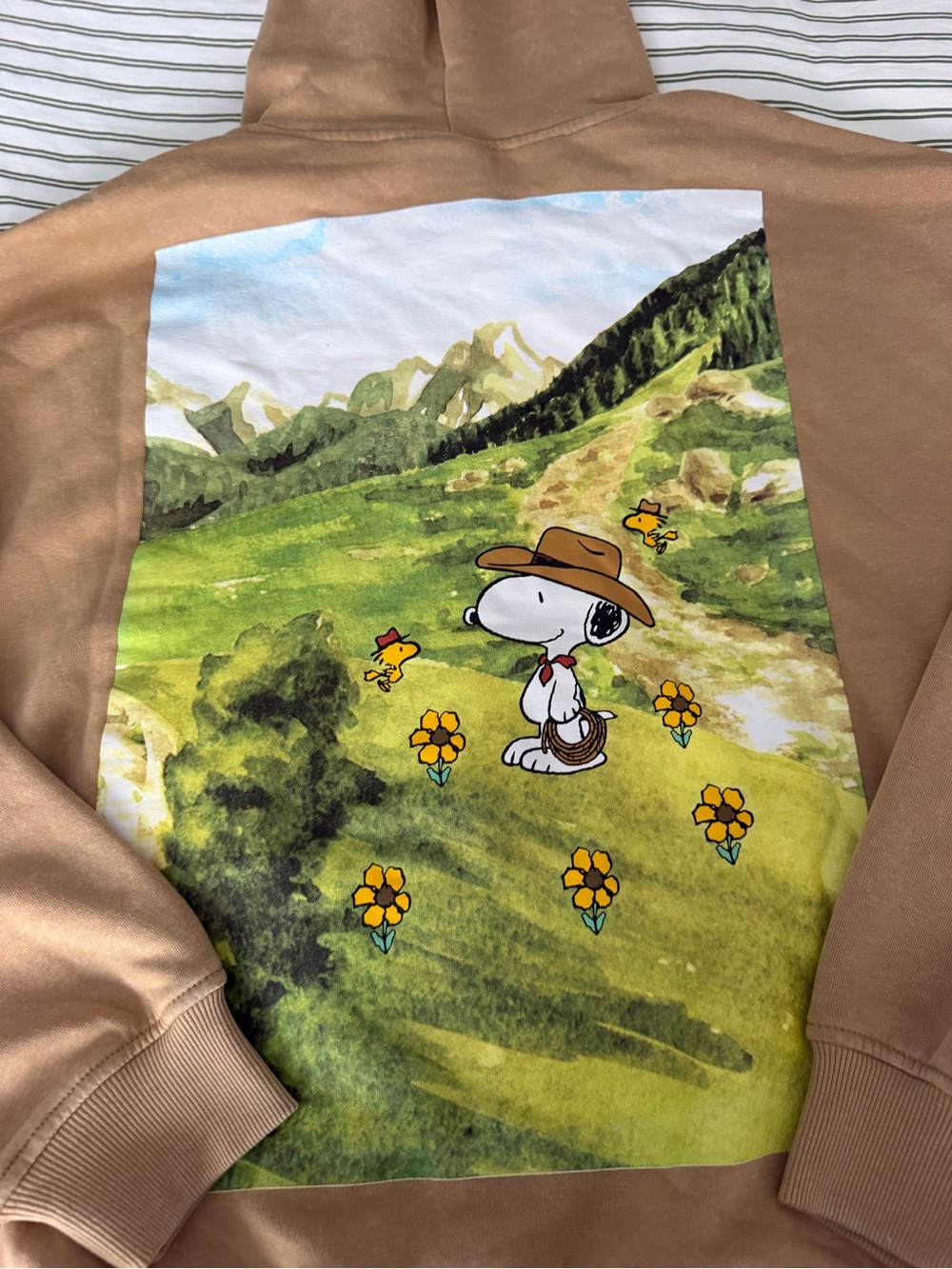 Peanuts Tan Crewneck Sweatshirt with Snoopy Country Graphic - Picture 4 of 4